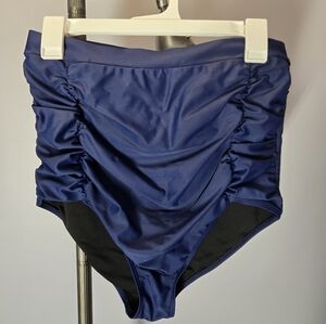 Elegant High-waisted Blue Bikini Bottom